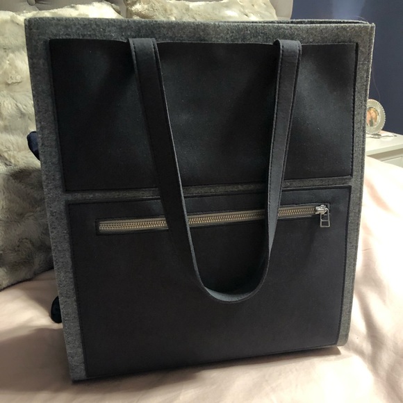 Structured Felt Grey Work Purse or Day Bag - Picture 2 of 9